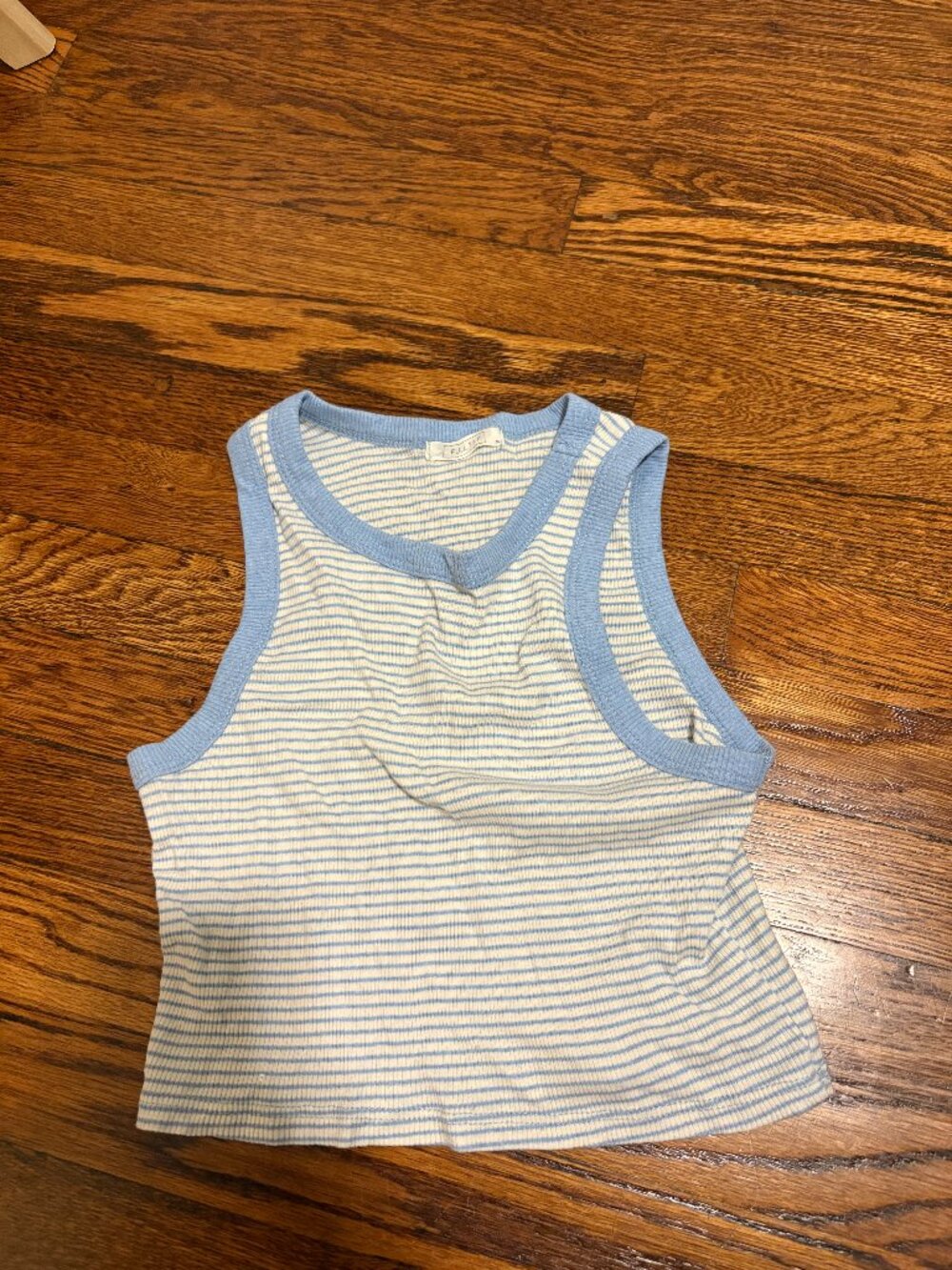 Blue and white striped tank